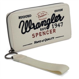Wrangler Wristlet Wallets for Women Classic Retro Wallet Purse Bifold Credit Card Wallets for Women Oversized Logo Clutch Wristlet WG136-W006BG