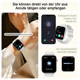 IOWODO Smartwatch Damen Herren 1,85 Zoll Uhren Fitnessuhr Sportuhr mit Schrittzähler Herzfrequenzmonitor Schlafmonitor Fitness Tracker Wasserdicht Grau Bluetooth Anrufe Smart Watch für iOS Android