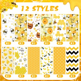 Dispowreath 24 Pcs Sticky Notes with Pens Animal Lover Gift Bee Sloth Cat Llama Corgi Highland Cow Horse Dachshund Cute Memo Notes Black Ink Ballpoint Pens for Office School Christmas Gift(Bee)