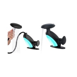 Pull Out LED Bathroom Faucet, 4 Modes Single Handle Waterfall Bathroom Sink Faucet, 3 Colors Light Changing Stainless Steel Bath Faucets, 360° Rotating LED Faucets 1 Hole, 1 Pack, Matte Black