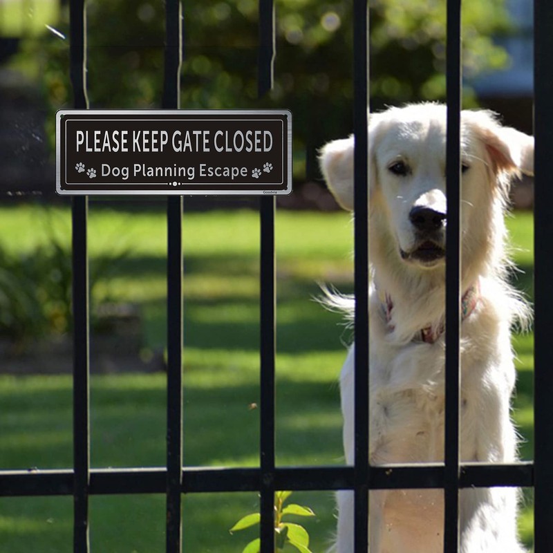 Please Keep Gate Closed Sign Guard Dogs Warning Sign Aluminum