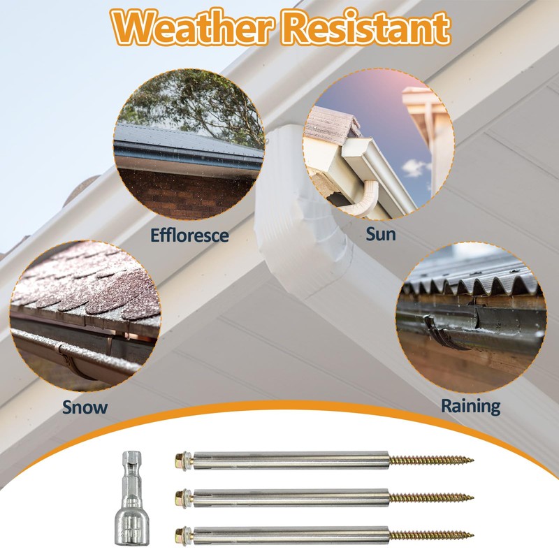 24 Pcs 7" Gutter Screws with Metal Rings, Roof Gutter