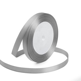 KMER LIFE 3/8 Inches x 25 Yards Silvery Satin Ribbon Solid Fabric Ribbons for Crafts, Wedding Decor, DIY Hair Accessories, Sewing, Gift Package Wrapping, Valentine's Day Bouquet and More