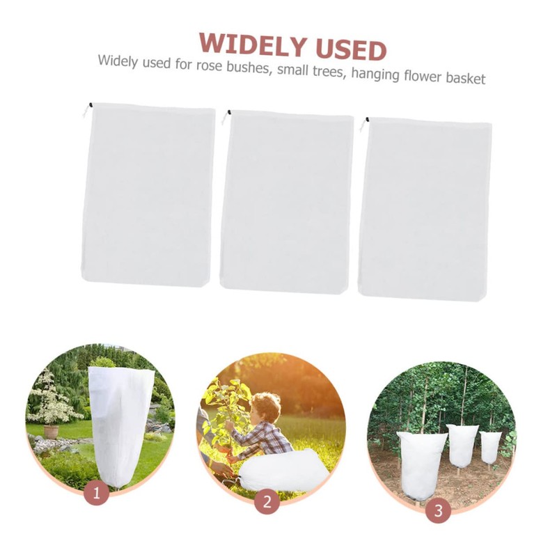 Totority 3pcs Plant Frost Protection Cover with Drawstring Non Woven