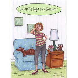 Oatmeal Studios Forgetful Woman Hand on Head Funny/Humorous Belated Birthday Card