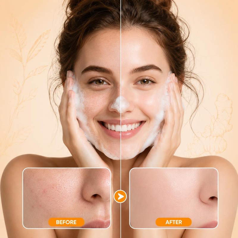 zhnnt 5Pcs Turmeric Wash and Care Set,2Pcs Tuemeric Facial Cleanser