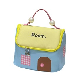 【Hausförmiger Dopamin-Stil Kosmetiktasche Damen】 Reise Makeup Tasche Groß/Tragbare Schminktasche mit Reißverschluss/Wasserfeste Kulturtasche/Cosmetic Bag/Handtasche/Nagellack&Lippenstift Organizer