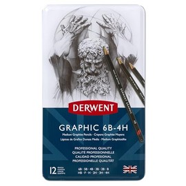 Derwent - Lápices gráficos, 12 unidades, Gris, Mediano