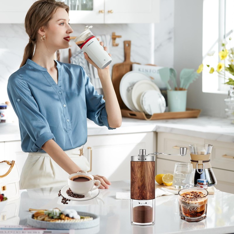 Moorstdel Manuelle Kaffeemühle, Hand-Kaffeemühle mit Teleskopgriff und Bürste, 6 einstellbare