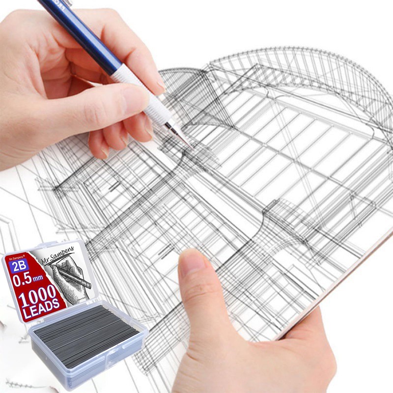Aninako Mechanical Pencil Lead, 0.5, 1000 Pieces, 2B, High Capacity,