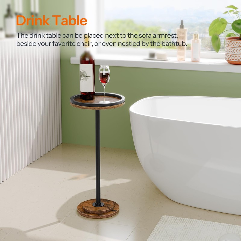 HOOBRO Small Round Side Table, Drink Table, Coffee Martini Table