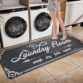 Non-Slip Laundry Room Rug Runner 17.3"x47.2" Washable Grey - Bathroom Mudroom Kitchen Mat for Farmhouse Entryway Decor