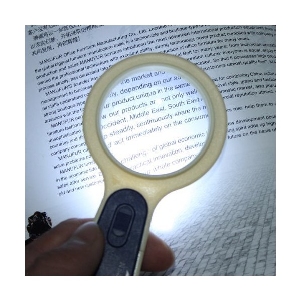 Water & Wood 5X Magnifying Hand Hold Eye Glass Lens Reading Loupe LED Light Magnifier Compass