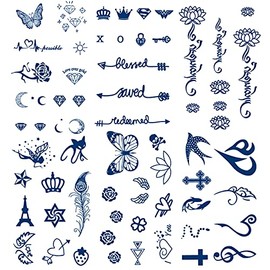 Semi-permanent Tattoos, 6-Sheet 2 Weeks Long Last Waterproof Small Cute Tattoos,Plant-Based Ink Tattoos Sticker for Adult Children