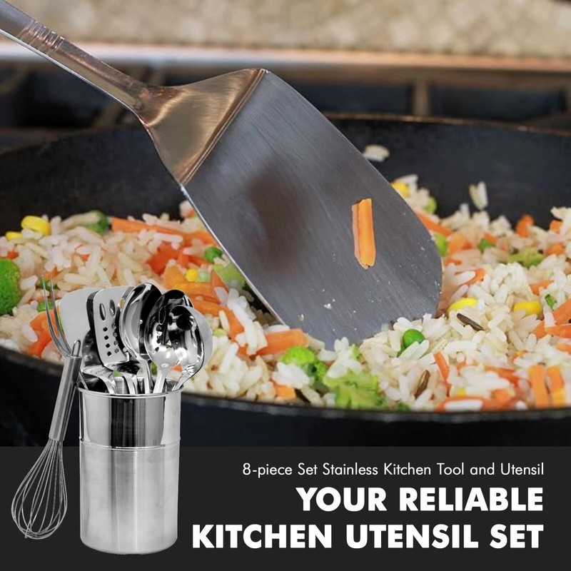Chef Craft 8 Piece Stainless Steel Kitchen Utensil Set Durable