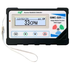 Bundle of 1 GQ GMC-320 Plus Geiger Counter Nuclear Radiation Detector USA Product Beta Gamma X-ray Dosimeter Radiation Monitor Meter with Black case and United Nuclear Geiger Counter Test Card