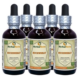 Buckwheat (Fagopyrum Esculentum) Tincture, Dried Sprouting Seeds Liquid Extract (Brand Name: HerbalTerra, Proudly Made in USA) 5x2 fl.oz (5x60 ml)