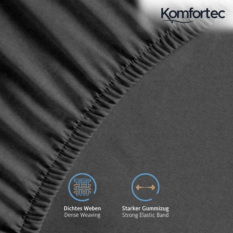 Komfortec Jersey Fitted Sheet 180 x 200 cm, 100% Cotton,