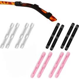 MOLDERP Eyeglass Ear Cushions - Soft Silicone Glasses Ear Grip Temple Tips - Anti Slip - 7 Pairs (Black, Clear, Pink)