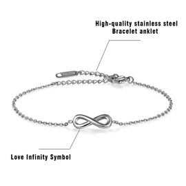 OIDEA Women's Bracelet Infinity Adjustable: Stainless Steel Infinity Sign Bracelet Wrist Bracelet Gift for Women Girls Birthday Anniversary Women's Day Mother's Day Silver, Stainless Steel, without