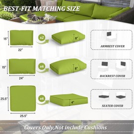 14 Pcs Outdoor Cushion Covers Patio Cushion Slipcovers Replacement Splash Proof with Zipper for Outdoor Furniture, Patio Sofa Couch 3 Sizes, Covers Only