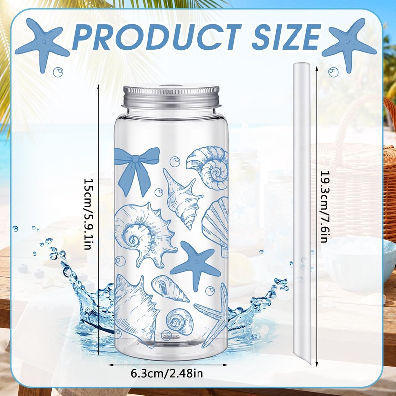 Meanplan 36 Pack Ocean Coastal Plastic Cups with Lids and