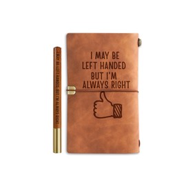 InnoBeta Left Handed Gifts for Men Women, Left Handed Journal and Pen Leather with Faith Message Refillable Notebook, Sketchbook, Travel Diary, 7.8x5 Inches