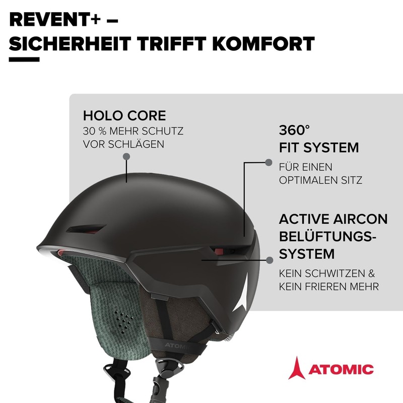 ATOMIC Unisex - Adult Revent+ Ski Helmets, Black, 55-59 cm