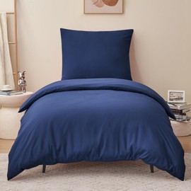 RUIKASI Bed Linen 140 x 200 cm 2-Piece Blue - Duvet Cover 140 x 200 cm Set with Pillowcases, Microfibre Bedding Sets 140 x 200 cm with Zip Soft and Non-Iron
