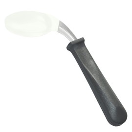 Rehabilitation Advantage Right Handed Grip Easy Coated Offset Spoon, Gray