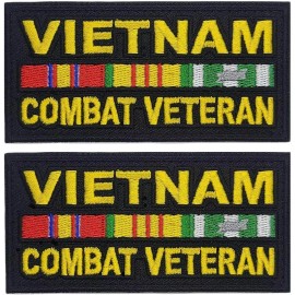Vietnam Combat Veteran Service Ribbon Patch || 2PC  HOOK BACKING   3.5"x1.75"