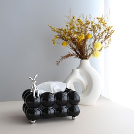 Cloud-Shaped Design Plastic Tissue Box Cover,20 * 14 * 10CM,Waterproof and Durable, Suitable for Bathroom, Vanity Table, Desk, Dining Table, and Living Room (1, Plastic-Black)