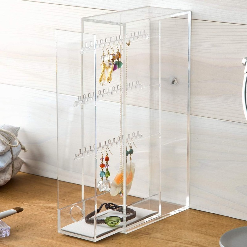 MUJI 18958207 Acrylic Necklace and Earring Stand, Approx. Width 2.6