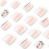 Medium Short Square Press on Nails Fake Nails Simple with