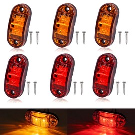 Tnisesm 6Pcs Amber+Red 2.5 Inch Waterproof Trailer Marker Lights, 2 Diode LED Trailer Side Marker Light, Oval Trailer Running Lights For RV Camper Accessories
