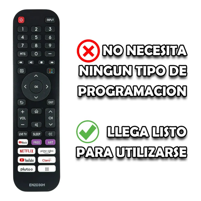 Control Para Hisense Smart Tv Vidaa 4k En2d30h Apps Mayoreo