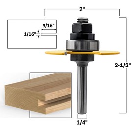 Bestgle 1/4 Inch Shank Slotting Cutter Router Bits with Top Bearing Slot Cutter Woodworking Tool (1/16" Thick x 9/16" Deep)