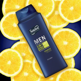 Suave Men 3-in-1 Shampoo Conditioner Body Wash for Gentle Cleansing and Conditioning Rush Mens Shampoo 3 in 1 Formula with Keratin and Glycerin, Citrus, 28 Fl Oz
