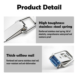 4 PCS Stainless Steel Tension Clasp Small Spring Loaded Toggle Latch Multifunctional Spring Hasp Lock for Boxes Tool Boxes Chests Drawers Cupboards