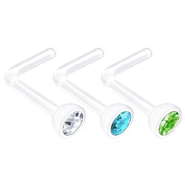 KJM Fashion Flexible Acrylic Nose Rings 0.8 mm 20 g Earrings Pack of 3, Acrylic