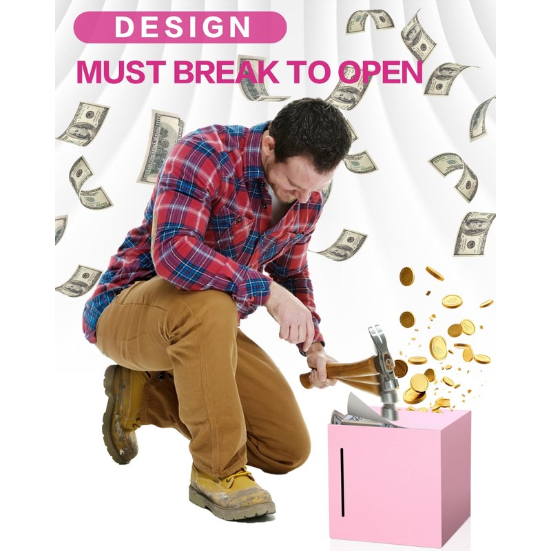 Money Saving Box, Unbreakable Piggy Bank for Adults Save $5,050