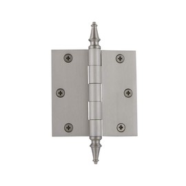 Nostalgic Warehouse 746081 3.5" Steeple Tip Residential Square Corners Door Hinge, Satin Nickel