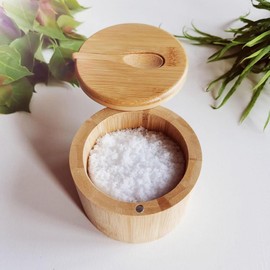 DECHOUS Salt Box with Magnetic Closure Lid Round Seasoning Container for Kitchen Spices for Storing Salt Pepper and Seasonings Practical and Stylish Kitchen Storage