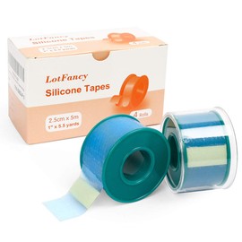 4Rolls LotFancy Medical Soft Silicone Tape 1inch x 5.5Yards, Adhesive Water-Proof Surgical Tape, Pain-Free Removal, Surgery First Aid Tape for Wound, Bandage, Sensitive Skin, Latex Free