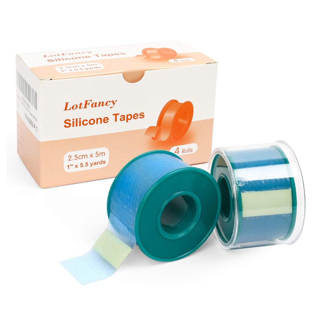 4Rolls LotFancy Medical Soft Silicone Tape 1inch x 5.5Yards, Adhesive Water-Proof Surgical Tape, Pain-Free Removal, Surgery First Aid Tape for Wound, Bandage, Sensitive Skin, Latex Free
