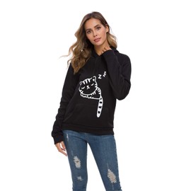 RGOSME Juniors Cat Hoodies for Teen Girls,Novelty Cat Ear Pullover Sweater with Pocket (Black,S)