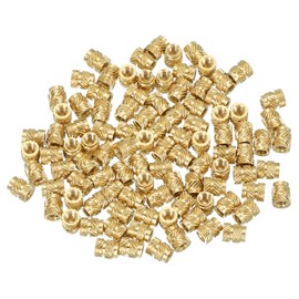 PATIKIL M3 Threaded Inserts M3x6x5mm, 100 Pcs Brass Heat Set Insert Female Threaded Inserts Metric Knurled Nuts Embedment Nut for Plastic and 3D Printing Components, Gold
