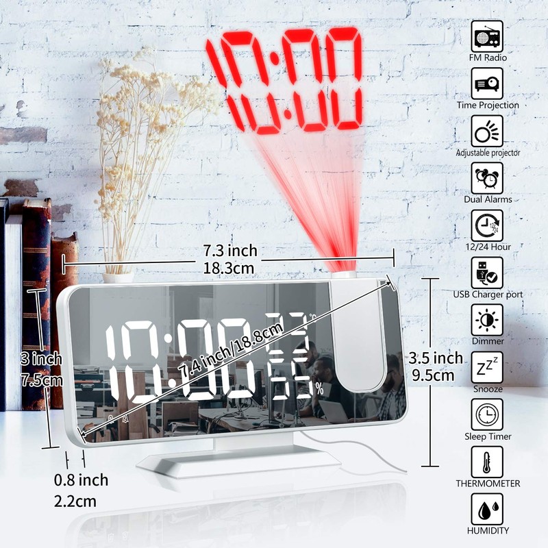 DollaTek Radio projection alarm clock LED large screen display temperature