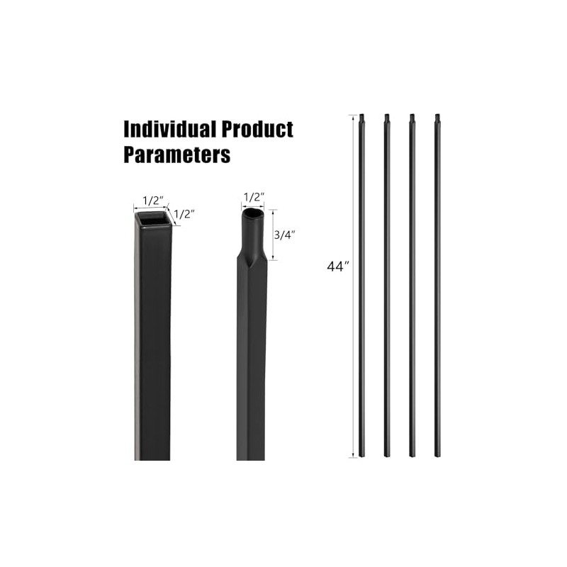 15 Pcs Iron Balusters for Staircase, 1/2" x 44" Wrought