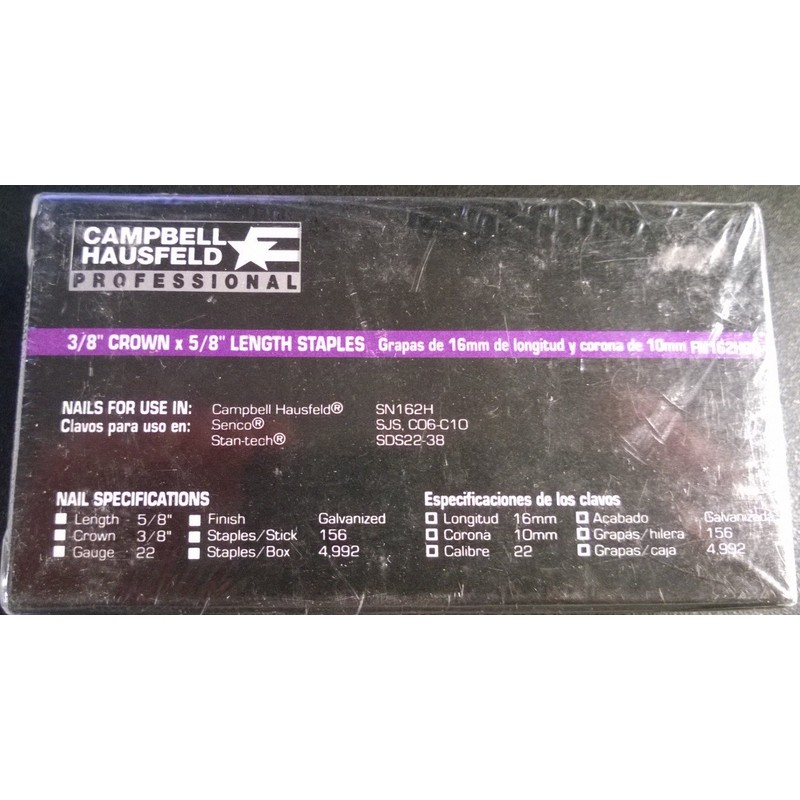 Campbell Hausfeld 3/8'' Crown X 5/8" Length 22 Gauge #FN162H00